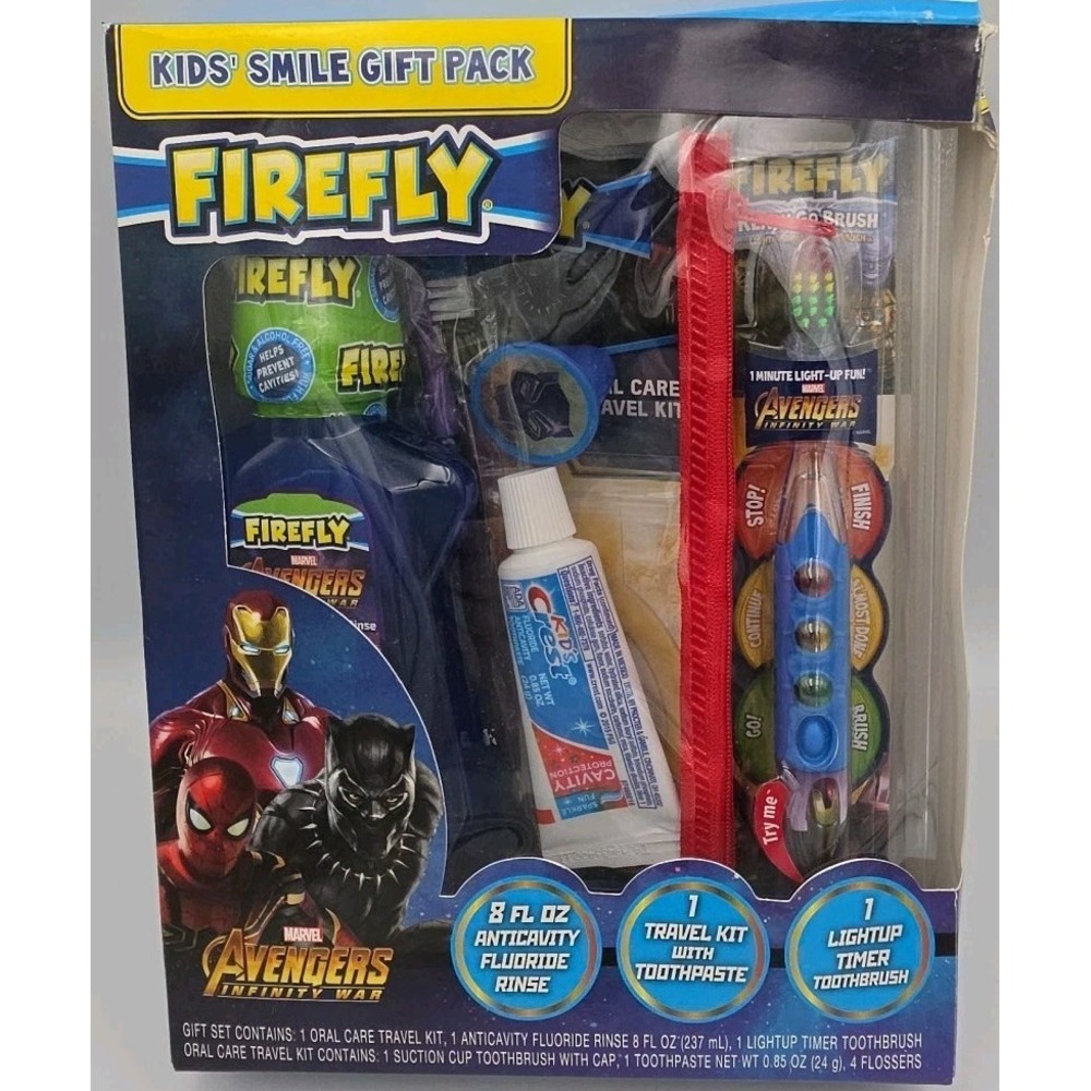 Firefly Kids Toothbrush Marvel Avengers Infinity War Travel Smile Pack NEW